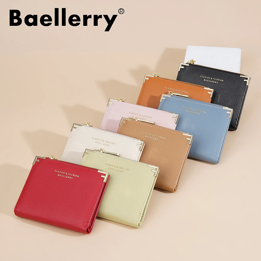 Dompet Wanita Baellerry Kecil dengan Ritsleting, Tempat Kartu, Banyak Kantong Kartu dengan Bagian Koin, Aksesori Fashion