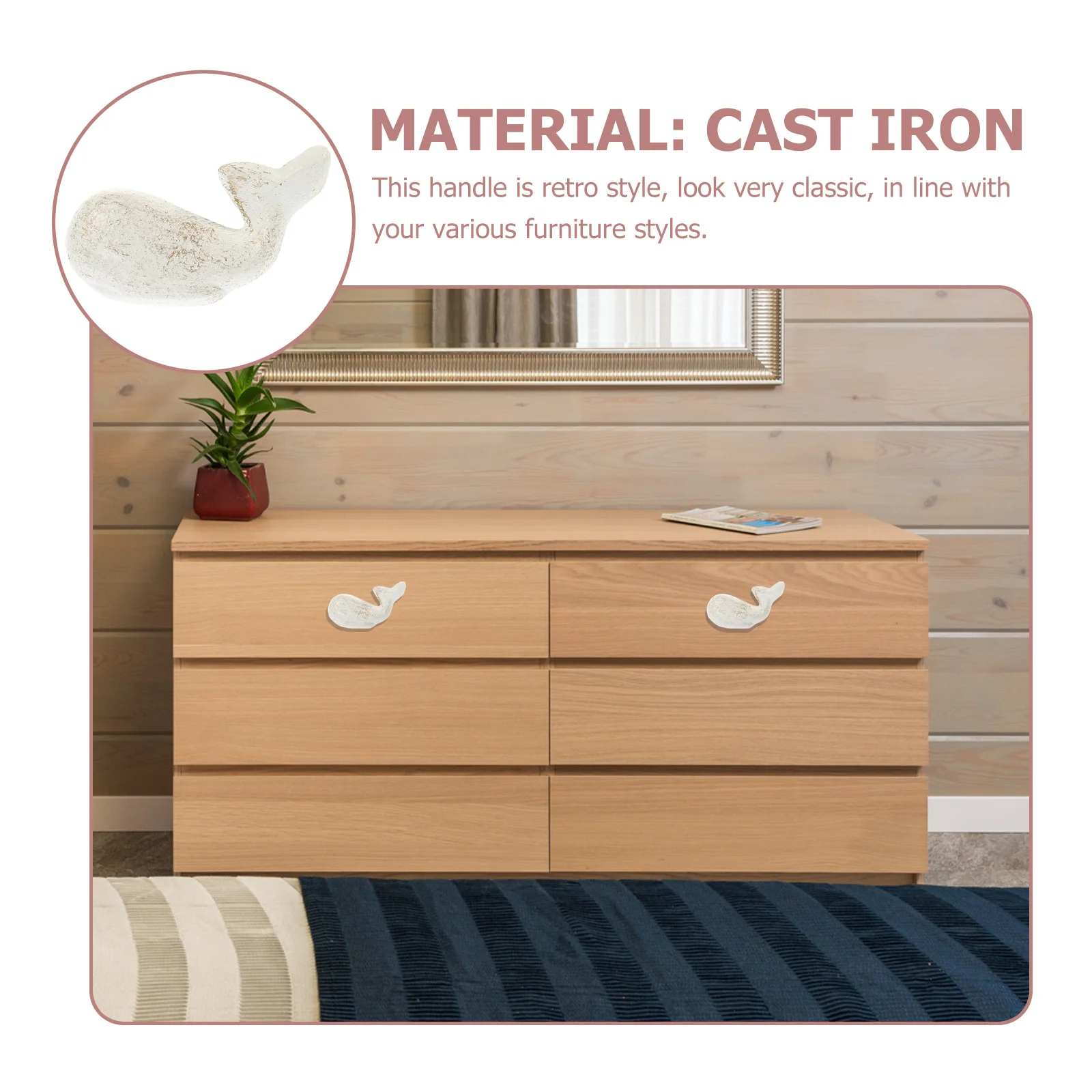 

2Pcs Cast Iron Cabinet Knobs Simple Structure Easy Install Furniture Pulls Coastal Door Knobs Wardrobe Handles