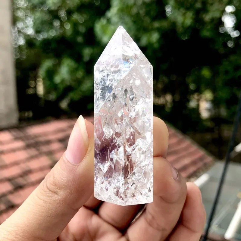 1pcs Natural Crystal Healing Stone Reiki Gem Meditation Wand Transparent Quartz Tower Natural Popcorn Transparent Quartz Rod