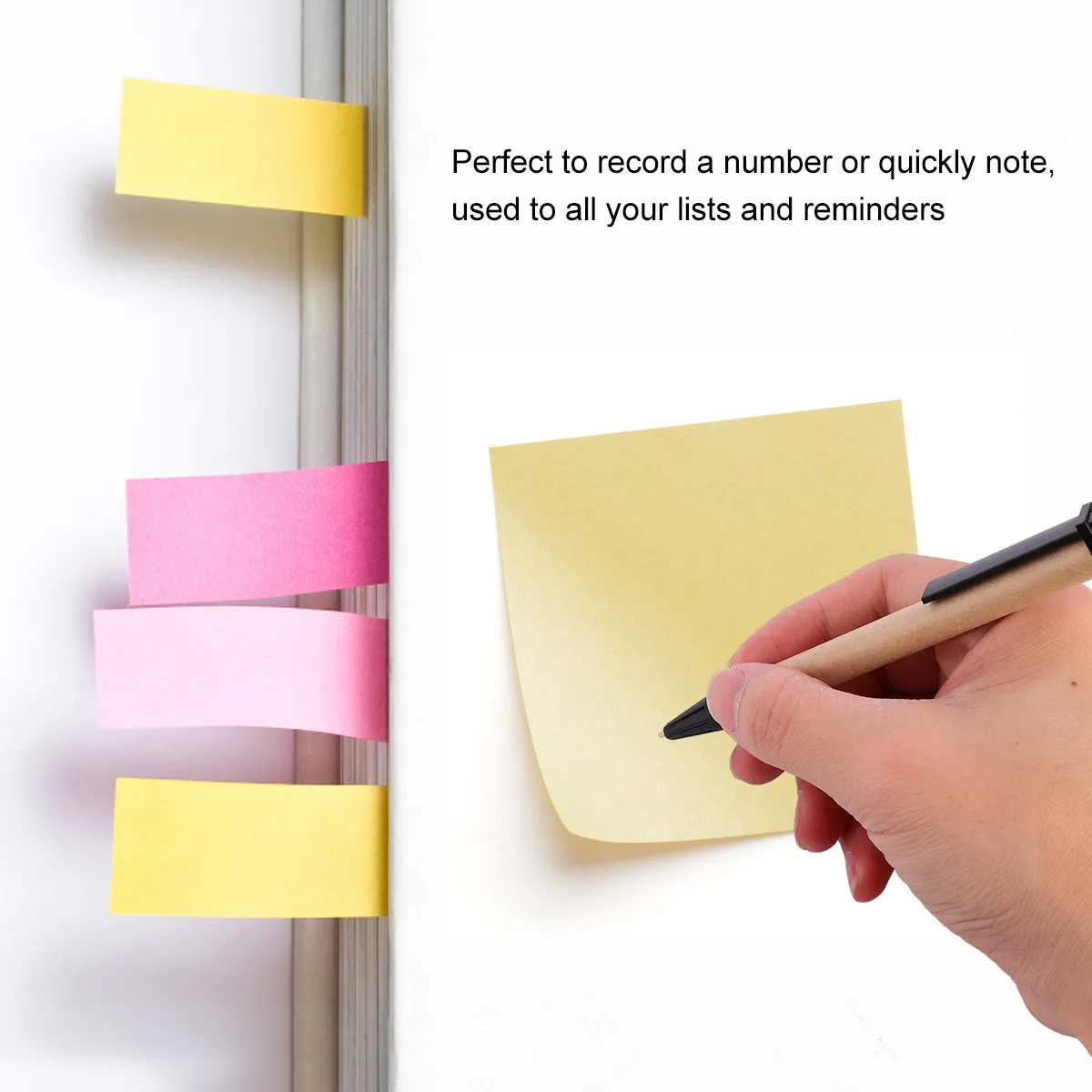 1Set Sticky Notebook Kraftpaper Cover Self-Stick Notes Memo Pads Index Tabs Flags for Office Home School Daily Use