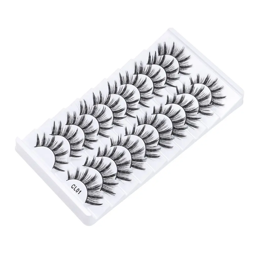 10 Pairs Full Strip False Eyelashes Natrual Long Cruelty-free 3D Faux Mink Lash Handmade Eye Makeup Tools Eye Lash Extension