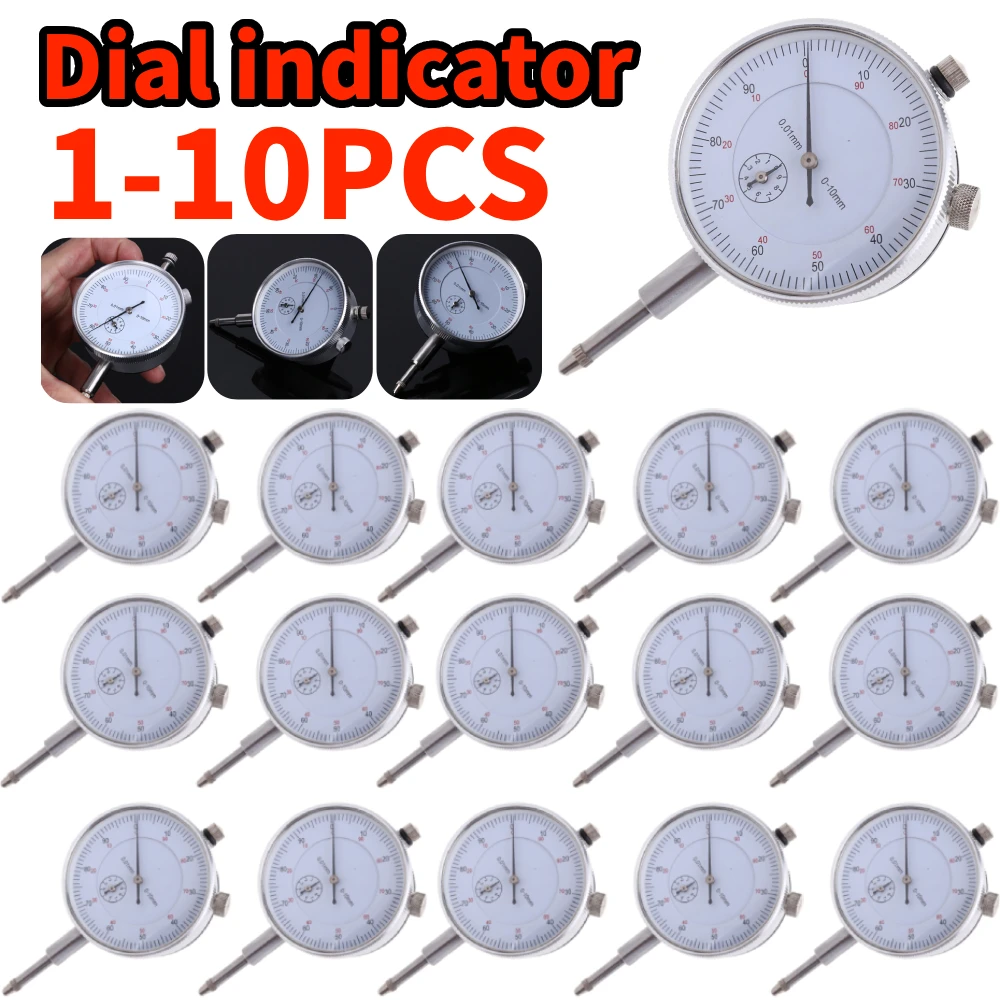 Precision 0.01mm Dial Indicator Gauge 0-10mm Meter Precise 0.01mm Resolution Indicator Gauge Mesure Instrument Tool Dial Gauge