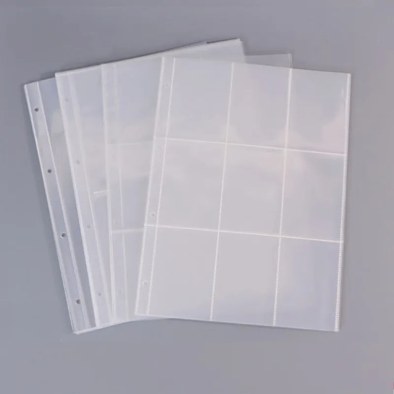 

1/2/4/6/9 Pockets Inside Transparent Banknote Photo Album Single Side Page Protective Cover 10pcs A4 4-hole Organiser Inserts