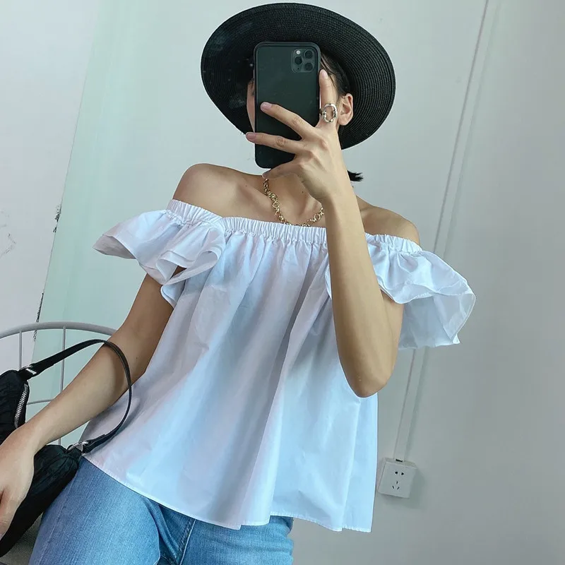 Women candy colors Ruffle Blouse 2024 Summer Butterfly Sleeve Shirt Elegant Office Lady Tops Blusa korean streetwear camisas