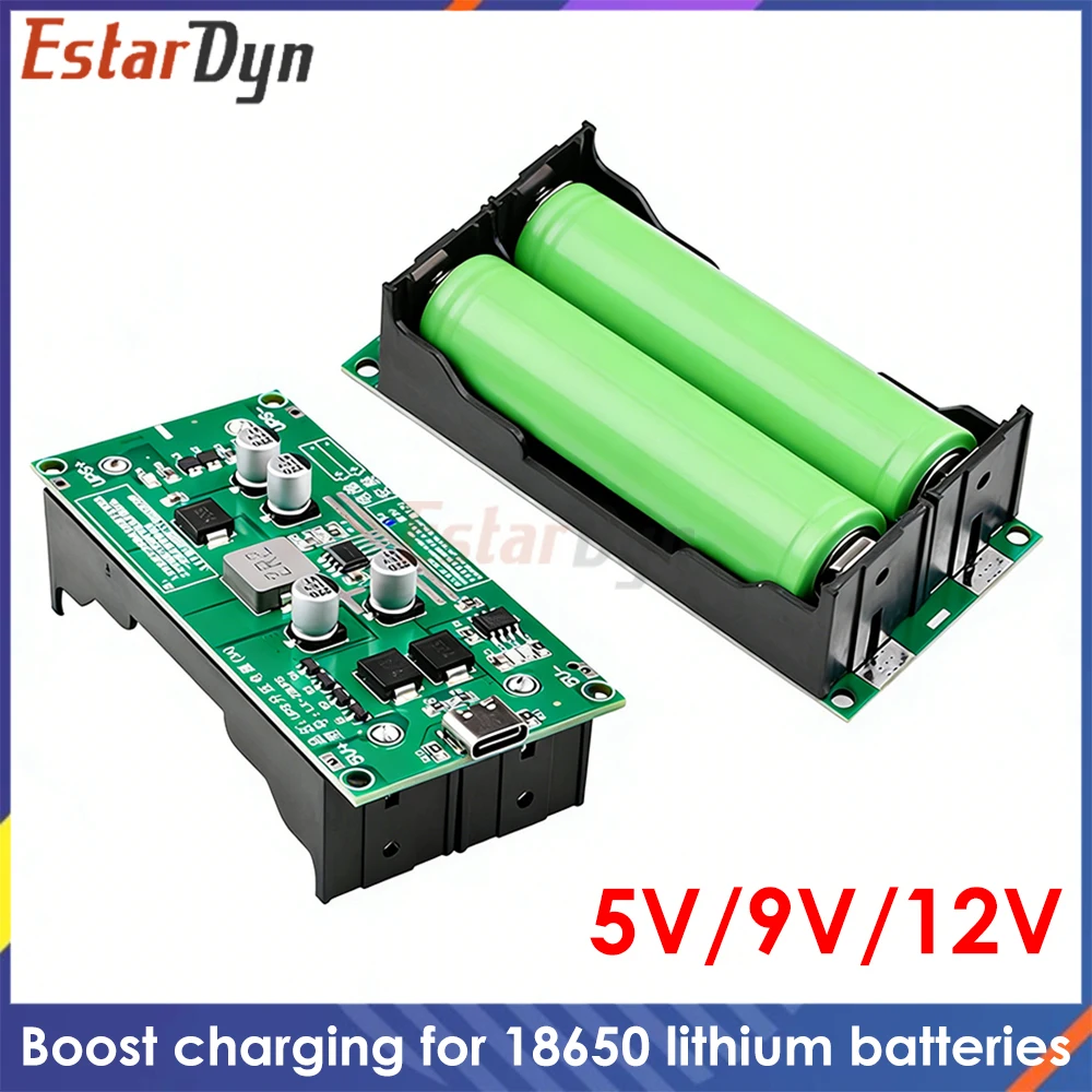 Type-C 15W 3A Fast Charge UPS Power Supply / 18650 Lithium Battery Charger Module DC-DC Step Up Booster Converter 5V 9V 12V