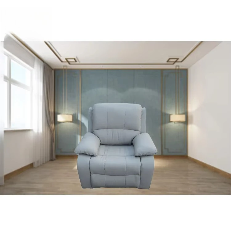 Modern Single Seat Electric Recliner Sofa Chair Remote Control Extendable Footrest Inflatable Lumbar Support Adjustable Fabric