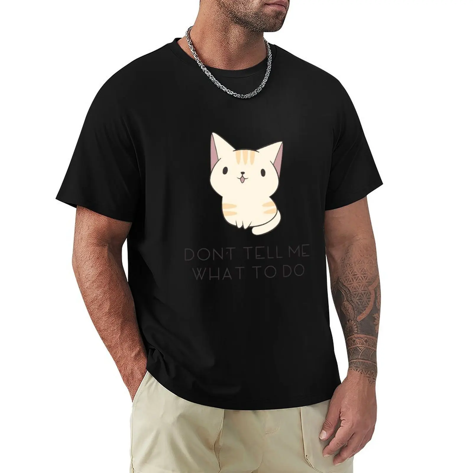 Don't Tell Me Cat T-Shirt All Match Print Short Sleeve Top