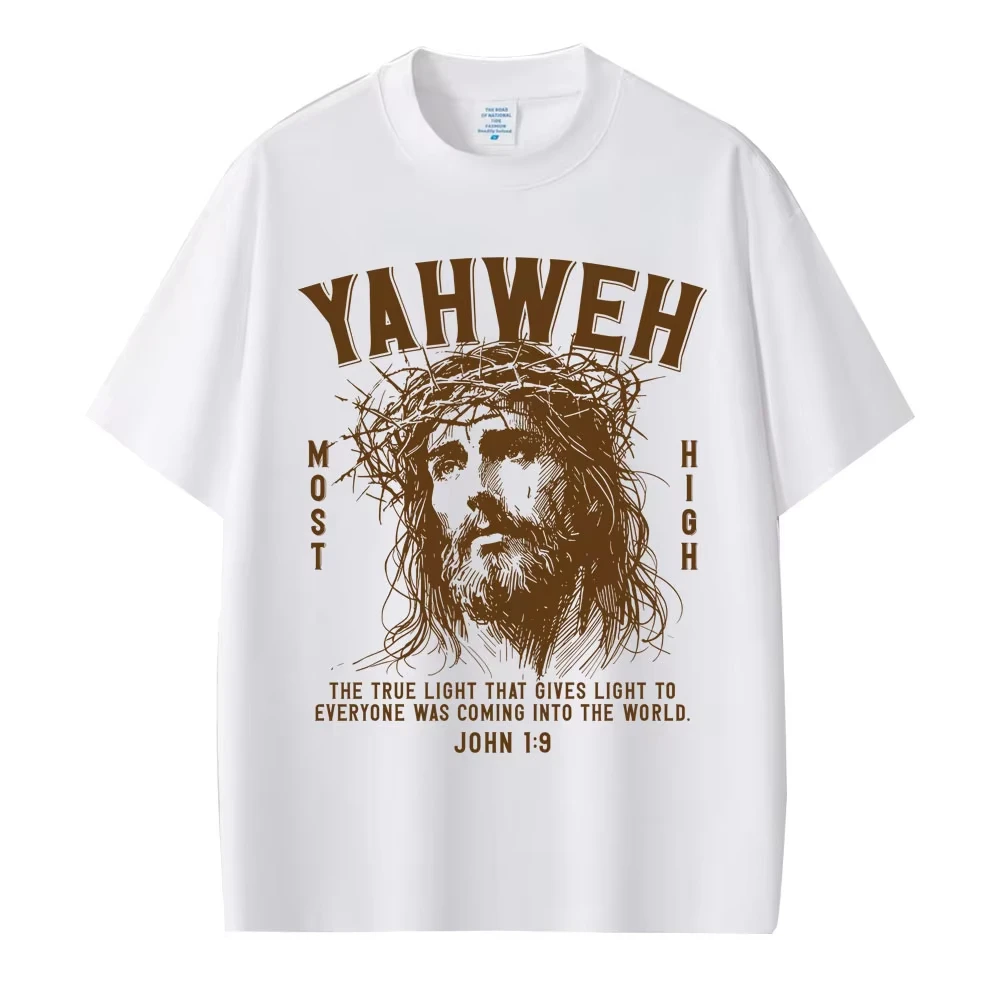 Christian Religious Yahwen Jesus Graphic T Shirts Men Women Fashion Vintage Summer T-shirts Oversized 100% Cotton Casual Tshirt