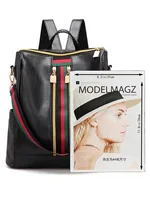 Double shoulder bag, large capacity dual-purpose women's bag, fashionable striped color contrast Korean-style women's backpack 3