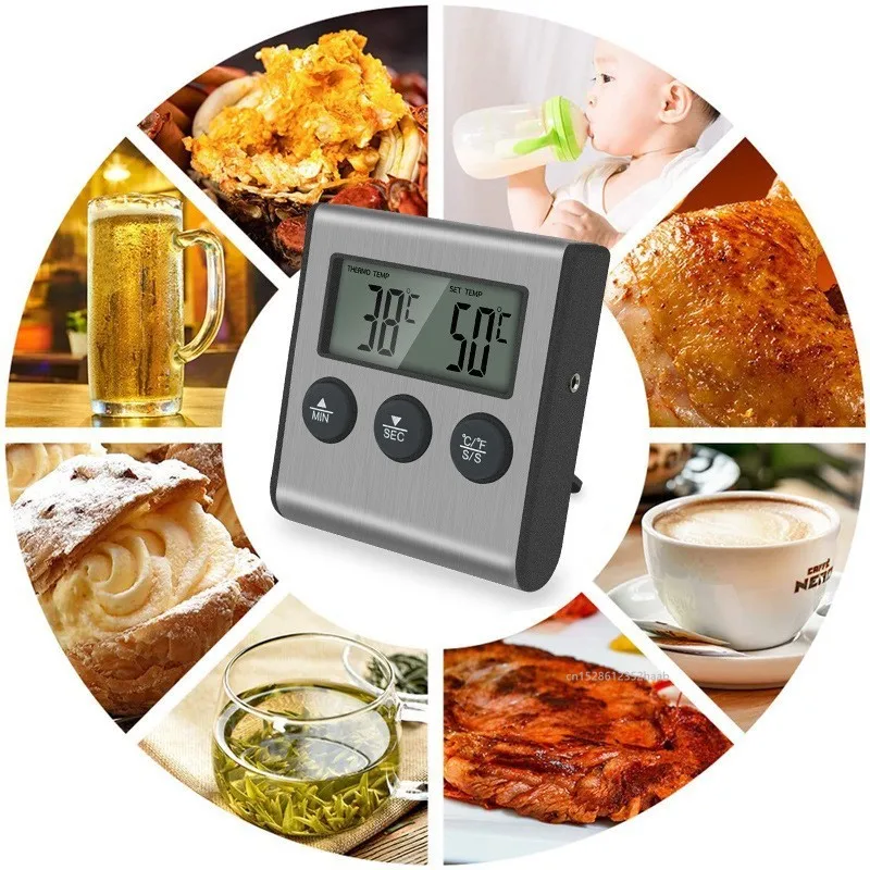 Digital Remote Wireless Food Kitchen Oven Thermometer Probe For BBQ Grill Oven Meat Timer Temperature Manually Set image 6