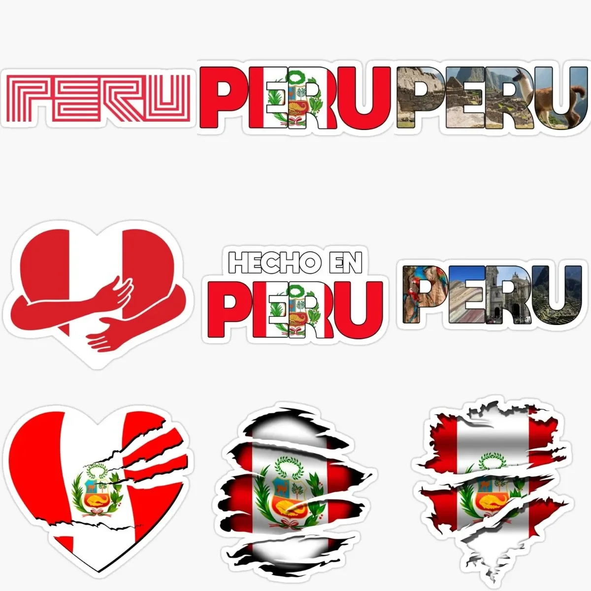 

Love Peru Flag Tear Metal Style PVC Sticker for Laptop Truck Car Wall Room Fridge Camper Bicycle Motorcycle Off-road Decal
