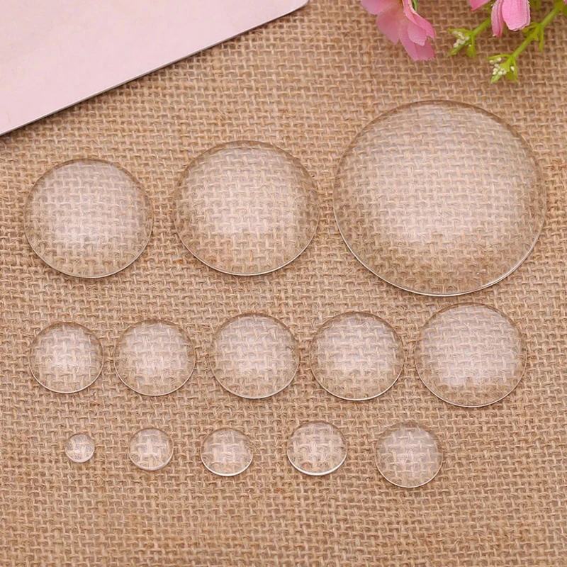 6-70mm Circular Transparent Dome Circular Flat Transparent Glass Back for Inserting Tray Pendant Cover Jewelry DIY Accessories