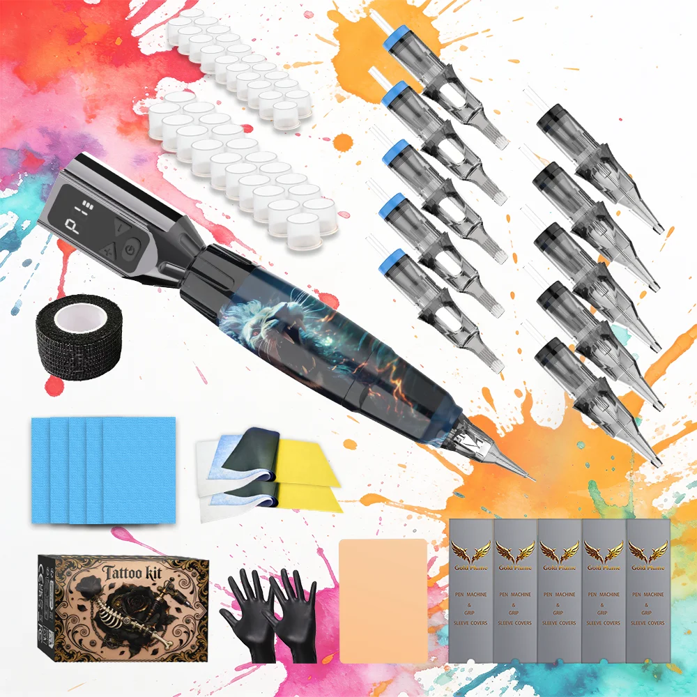 Goldplume Wireless Tattoo Gun Set, All-In-One Tattoo Machine Pen, Suitable for Beginners and Tattoo Artists, Includes 10 Tattoo Needles and Various Tattoo Supplies.