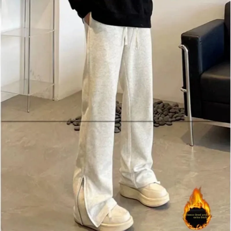 

Fall Winter American Sle Zipper Bell Bot Casual Pants ex Straight Leg Slimming Sports Sweatpants Trendy Straight Tube