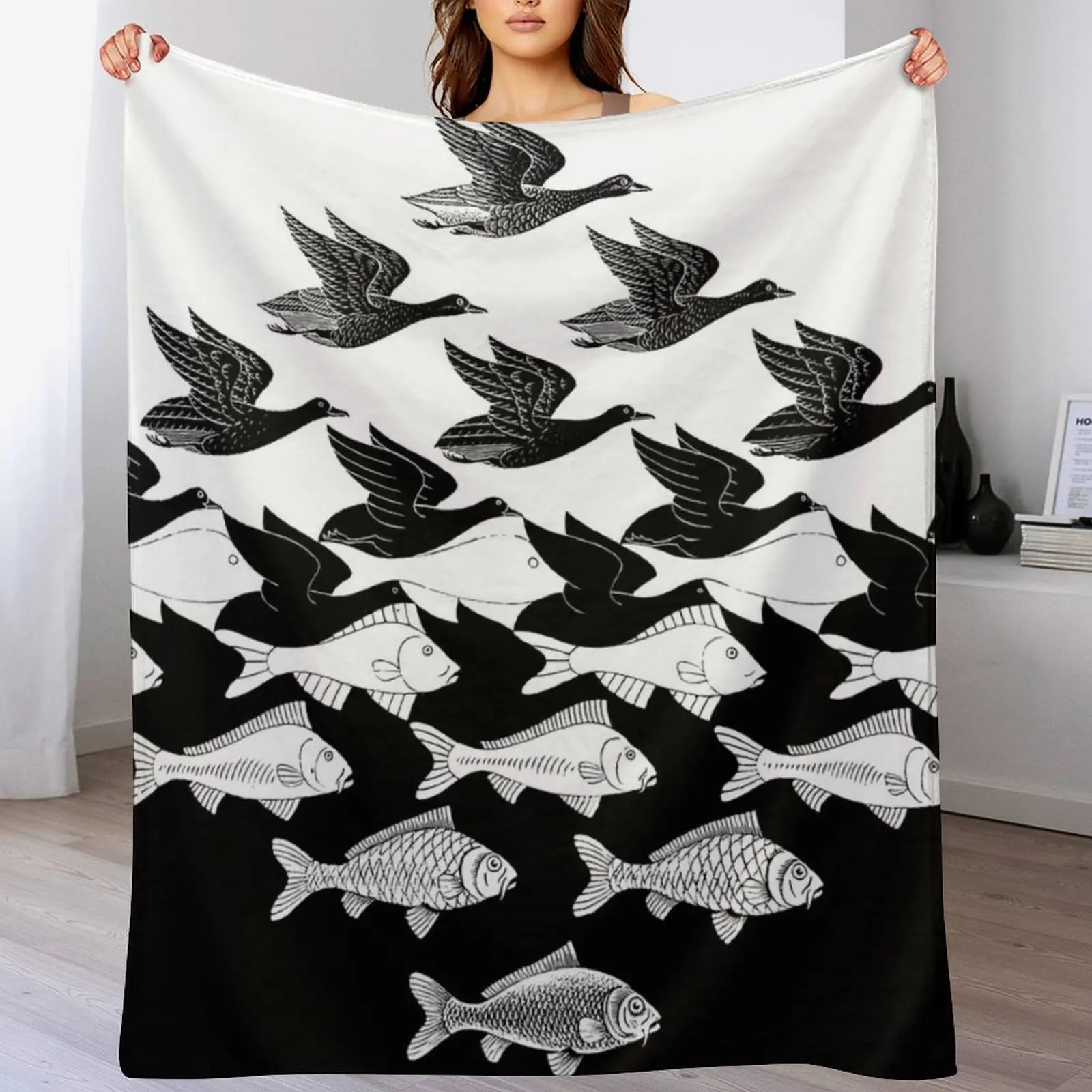 

Escher - Sky and Water Throw Blanket Large For Baby Furrys Bed Blankets