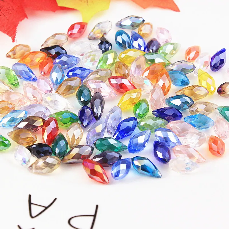 20Pcs 6x12mm Crafts Jewelry Making Loose Beads Teardrop Faceted Charms DIY Finding Pendant Spacer Glass Bead Drops