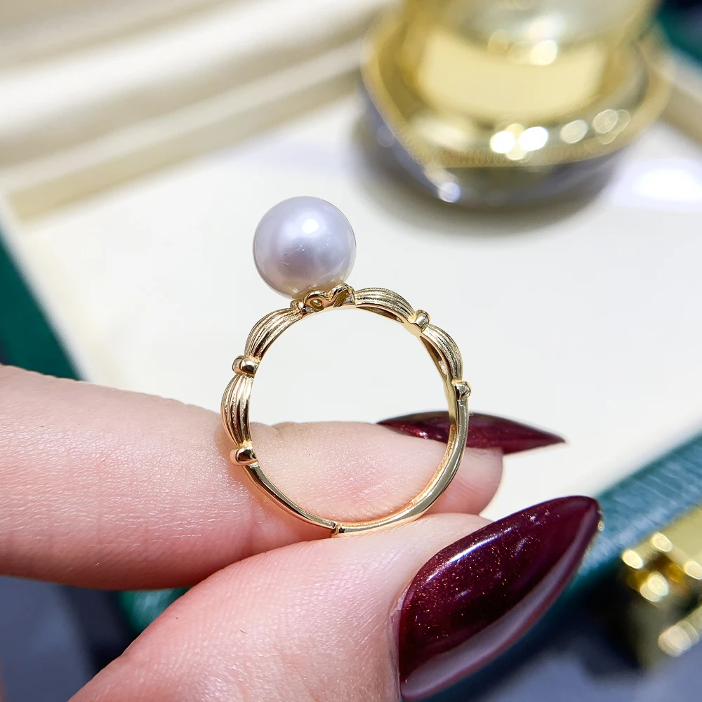 

3 шт. DIY жемчужные аксессуары 925 серебряное кольцо с жемчугом пустой держатель, модный золотой серебряный держатель для колец с круглыми бусинами 7-10 мм