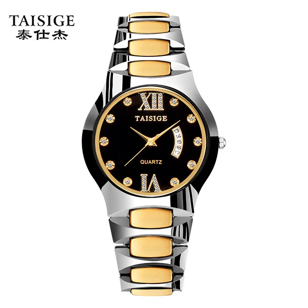 Tungsten Stainless Steel Men Watch Luxury High Quality Diamond Calendar Reloj Male Quartz Wristwatch Elegant Business Man Clock