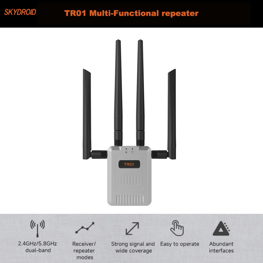 

SKYDROID TR01 Dual Band Repeater 2.4G&5.8G 20KM Range for Remote Control Dual Modules Strong Anti-Interference Wide Coverage