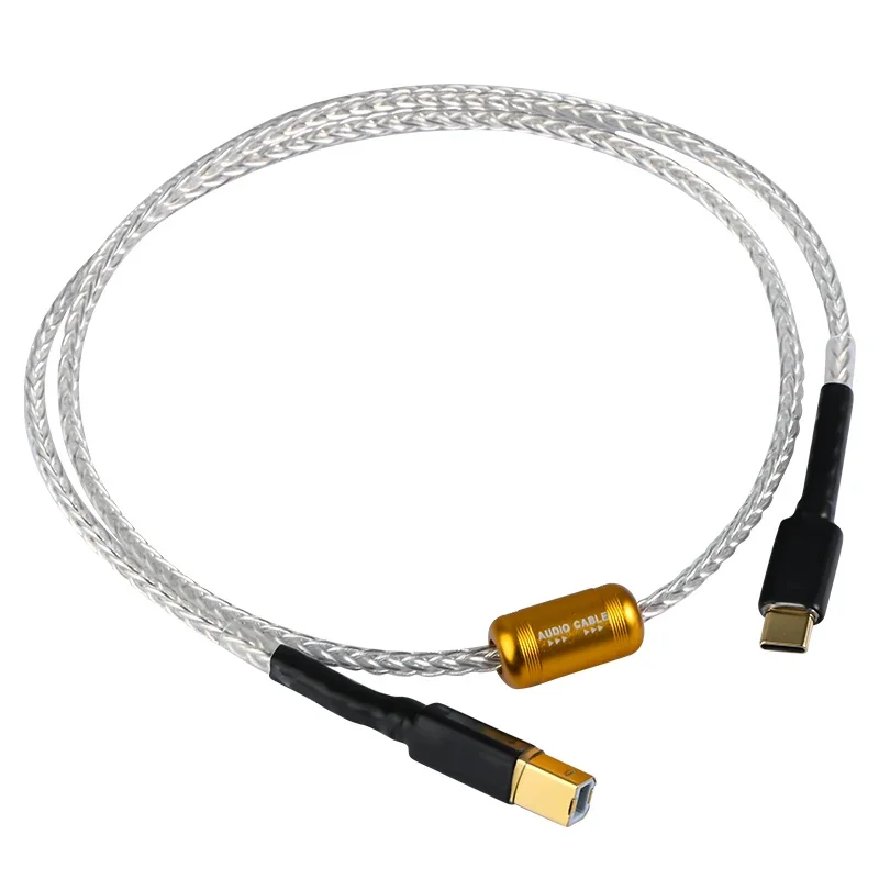 

OCC Silver-plated USB Cable Type-C To B Port OTG Decoding Cable Mobile Computer Decoder Printer Connection Line