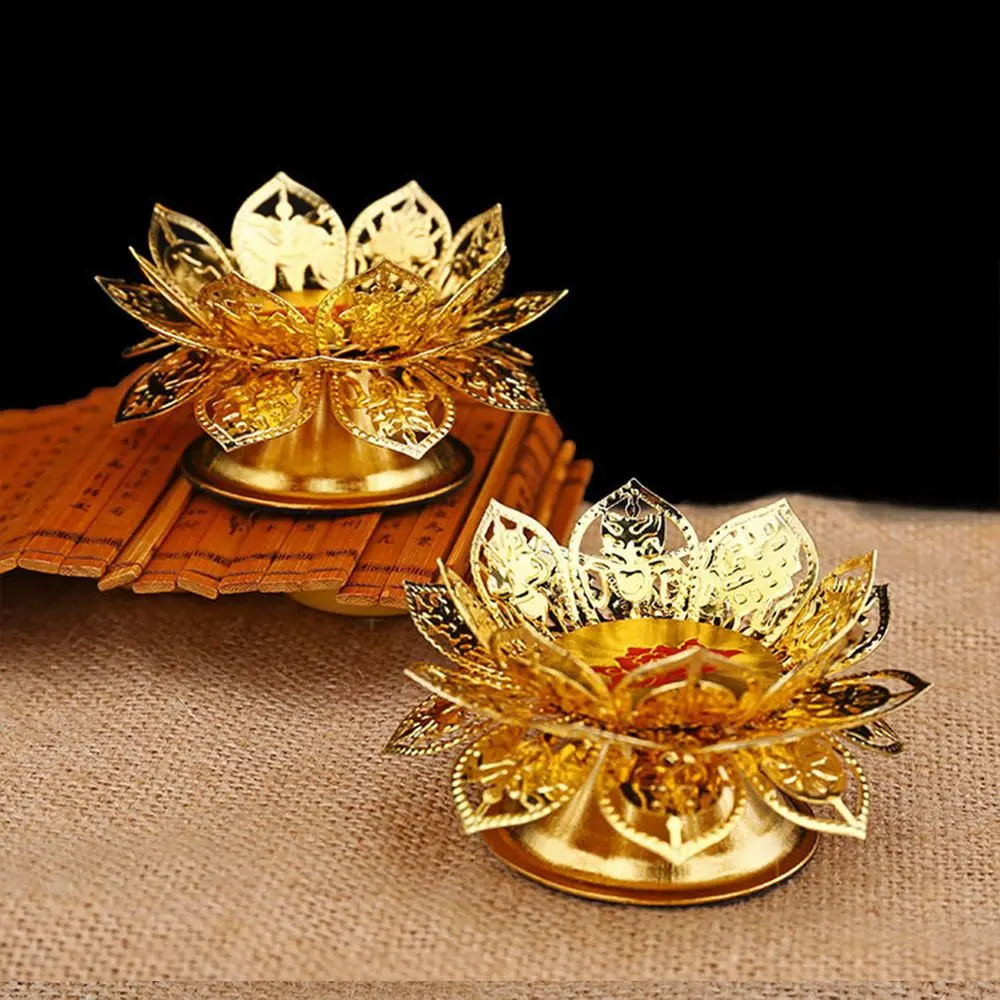 Incense Burner Lotus Seat Waterfall Craft Incense Burner Lotus Lamp holder Decoration Brass