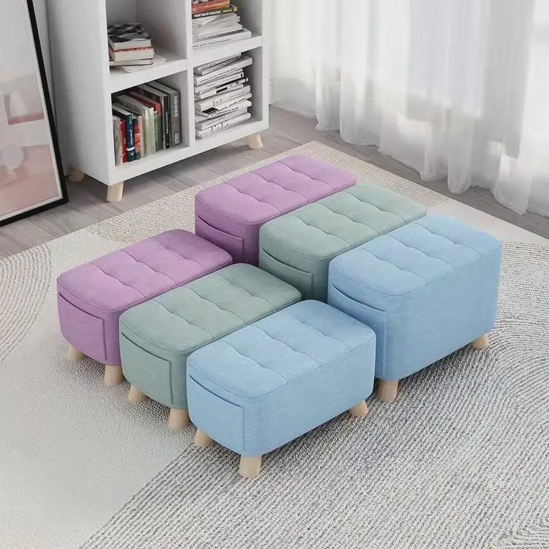 シンプルなデザインの布製小さなスツール家庭用ローテーブル寝室玄関ソファマッチングフットスツールお手入れ簡単ガラストップスツール
