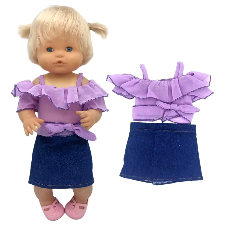 

40cm Nenuco Doll Summer Strap Shirt Pants Ropa Y Su Hermanita 16 Inch Baby Doll Clothes Accessories