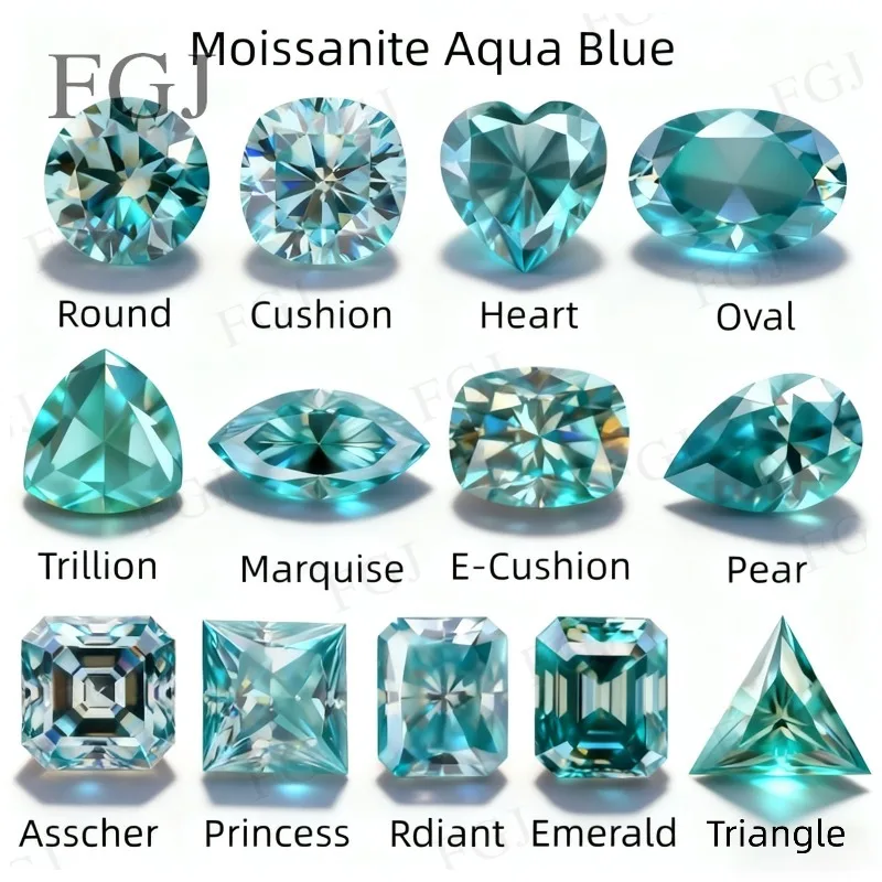 

100% настоящие муассанитовые драгоценные камни, разные формы, аква-синие свободные каменные бусины для обручальных серег, ожерелья, изготовления ювелирных изделий и дизайна
