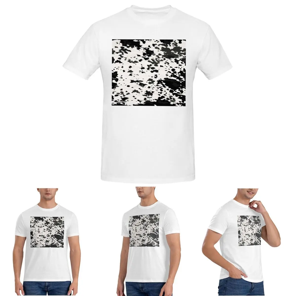 

Cow Hide Black And White (4) Футболка для мужчин Хлопковые футболки большого размера Мужские футболки с коротким круглым вырезом Летняя одежда Топы S-6XL
