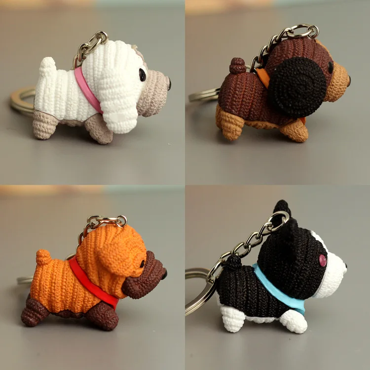 Resin Dog Cute Keychain Doll Keyring Pendant Mascot Creative Loveliness Jewelry Small Gift Car Key Chain