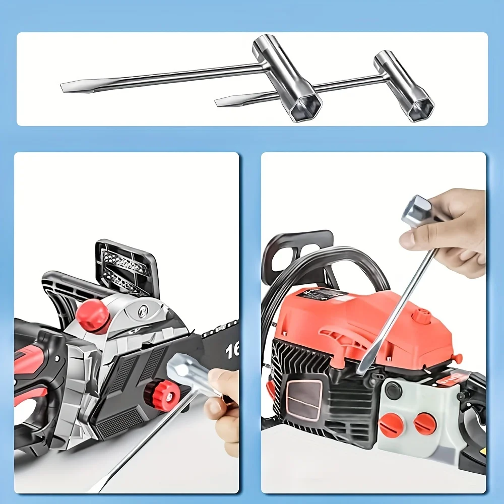 Kettensägen-Schraubenschlüssel-Set, 13 x 19 mm, T-Schlüssel, Spanner-Werkzeug zum Entfernen von Sägeketten – Detail 5