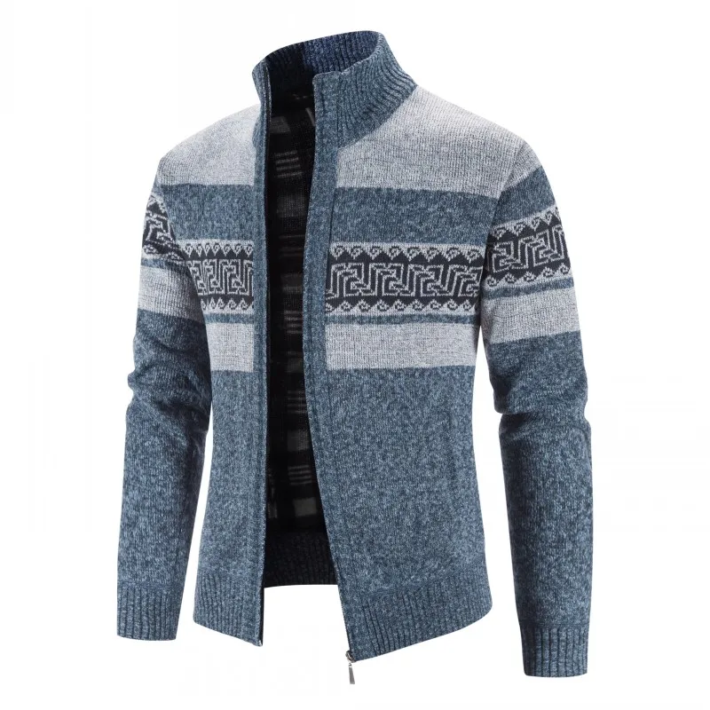 2024 New Men\'s Sweaters Autumn Winter Warm Cashmere Wool Zipper Cardigan Sweaters Man Casual Knitwear Sweatercoat Male Clothe