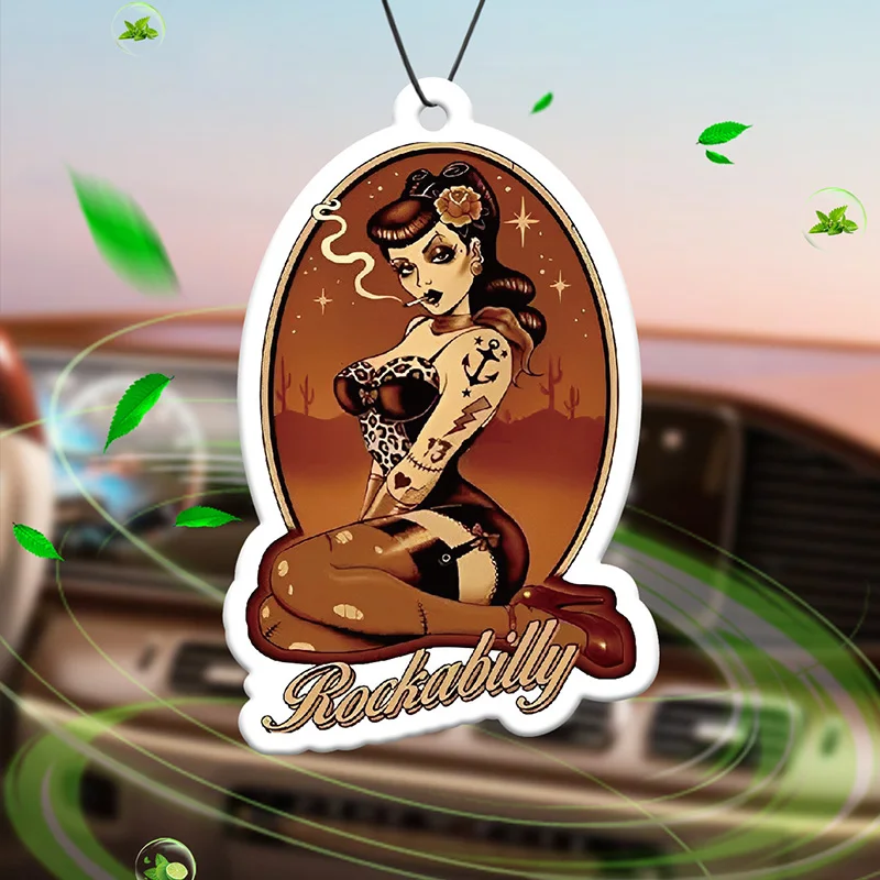 80S, Retro Style, Girl Poster, Country Rock Music, Bahamas Sea Breeze Scent (Romantic Scent, Unisex Car Perfume and Non-Toxic Air Freshener) |   Natural Essential Oils and Aromatherapy Scent Tablets (Noroili/Grapefruit/Cedar) |   Hanging Type and Dual-Purpose with Vent Clip |   Long-Lasting Fragrance for 60-90 Days |   Deodorize and Purify the Air |   Suitable for Use in Cars, Homes, Wardrobes, and Bathrooms. |   Cartoon