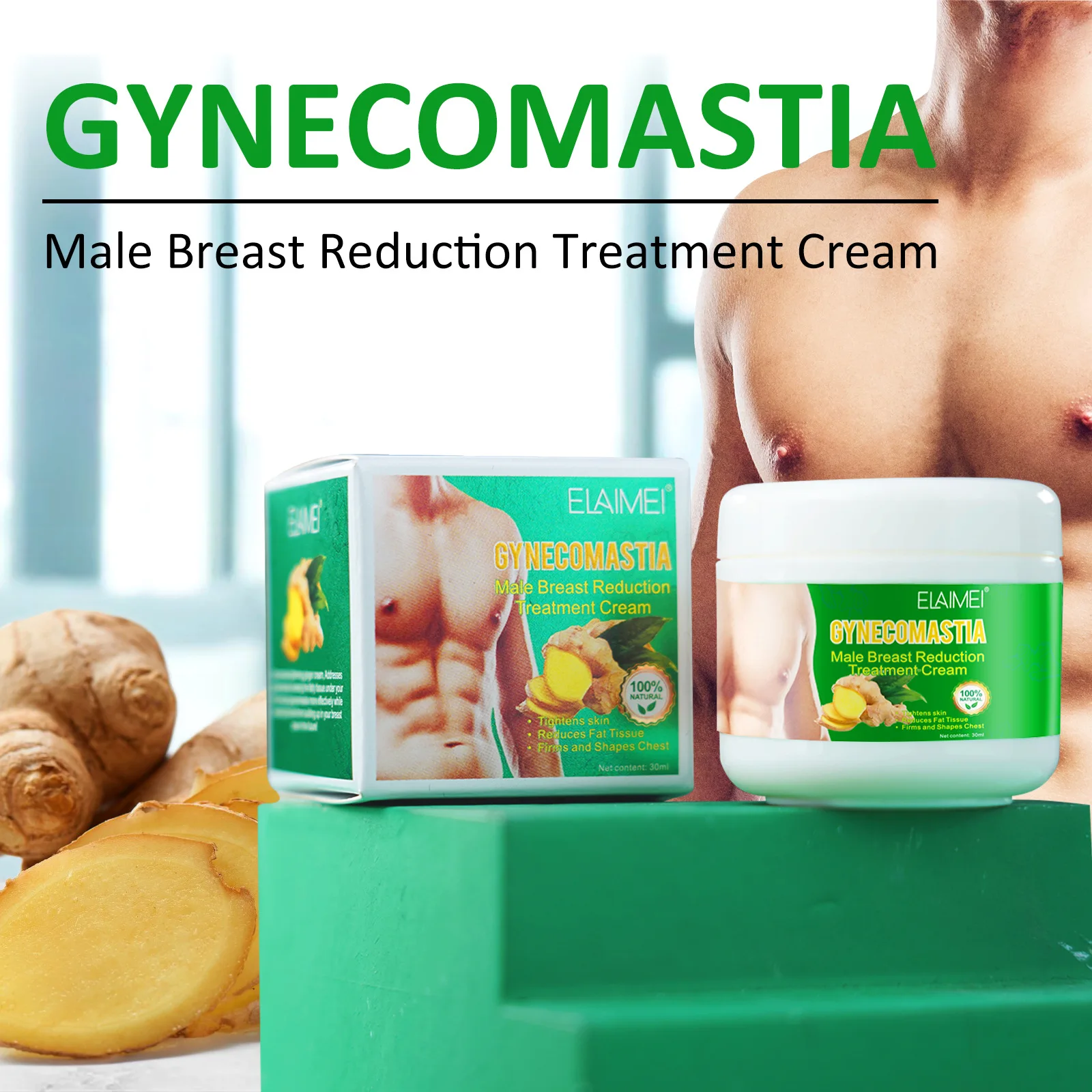 30ml Man Breast Firm Massage Cream Ginger Serum Remove Excess Fat Effective Shrink Chest Gynecomastia Tighten Essence Oil Cream