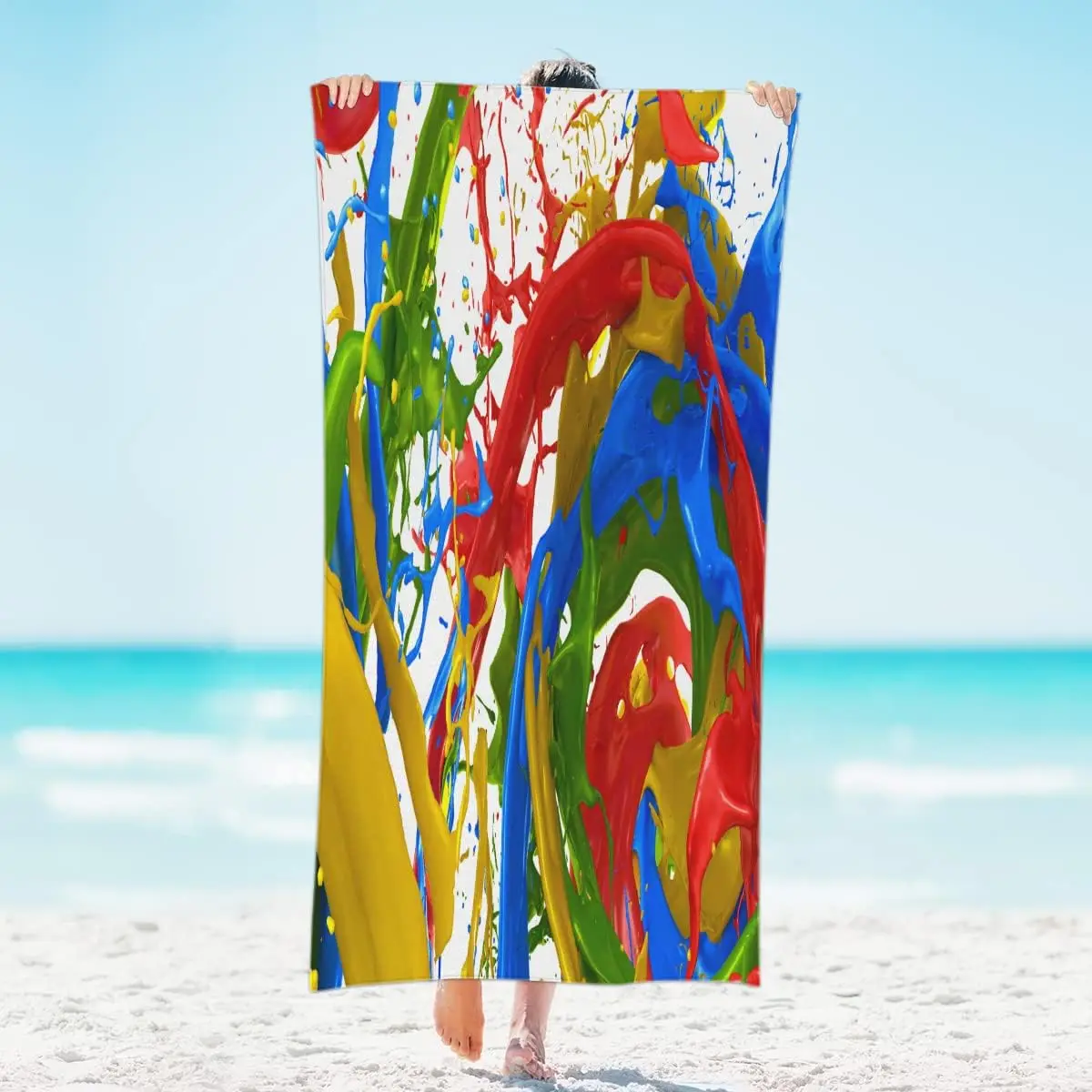 Abstract Splash Paint Microfibre Beach Towel,Quick Dry Sand Free Lightweight Large Oversized Beach Towel for Bath,Beach,Pool