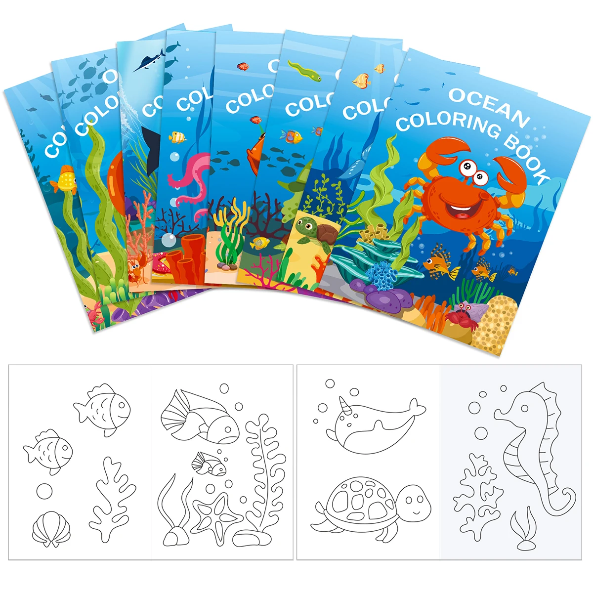 6/8/12Pcs Colouring Page Drawing DIY Art Doodle Painting Jungle Dinosaur Mermaid Farm Butterfly Halloween Christmas Party Gifts