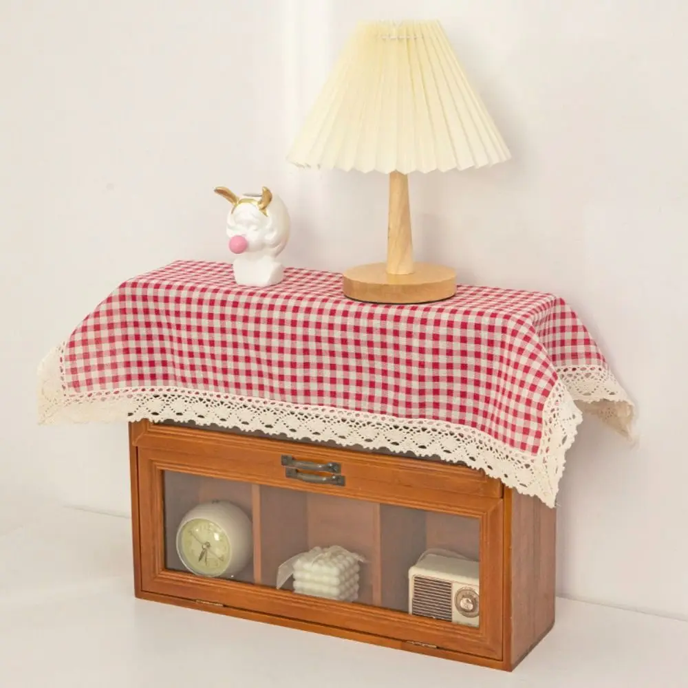 1개 40x60cm 전자레인지 먼지 천 소형 정사각형 레이스 테이블보 미끄럼 방지 천 먼지 방지 전자레인지 매트