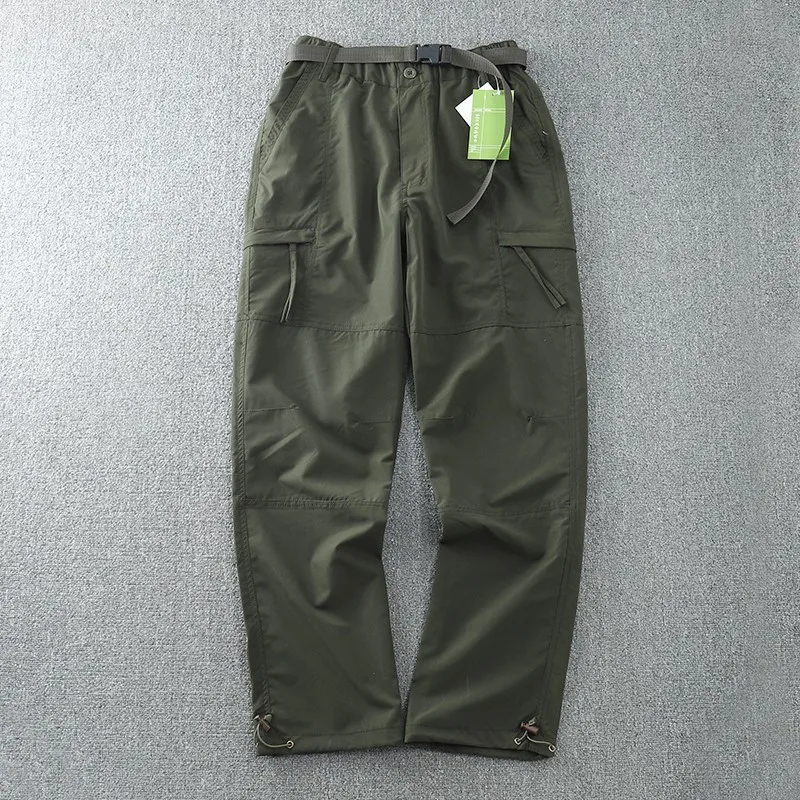 Outdoor Cargo Men Loose Straight Casual Long Summer Hiking Quick-Dry American Style Waterproof Fast-Drying Softshell Pants