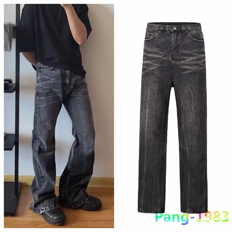 Solide beschädigte Design Micro Flare Jeans Männer Frauen hochwertige Mode vielseitige Jeans