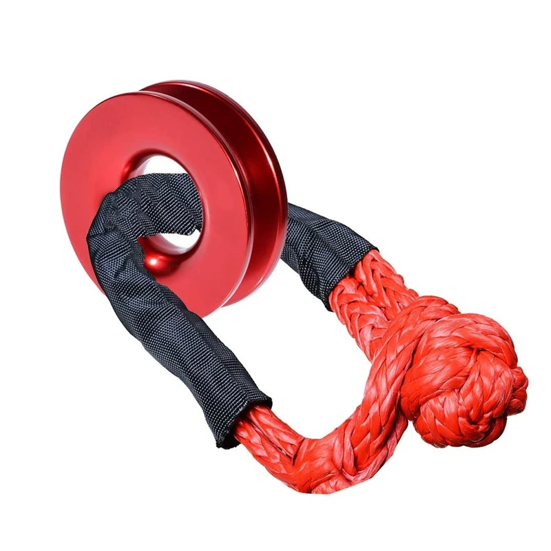 41000lbs Winch Rope Synthetic Soft Shackle+Recovery Ring Set Rugged Shackles with Protective Sleeve for Truck Vehicle Recovery