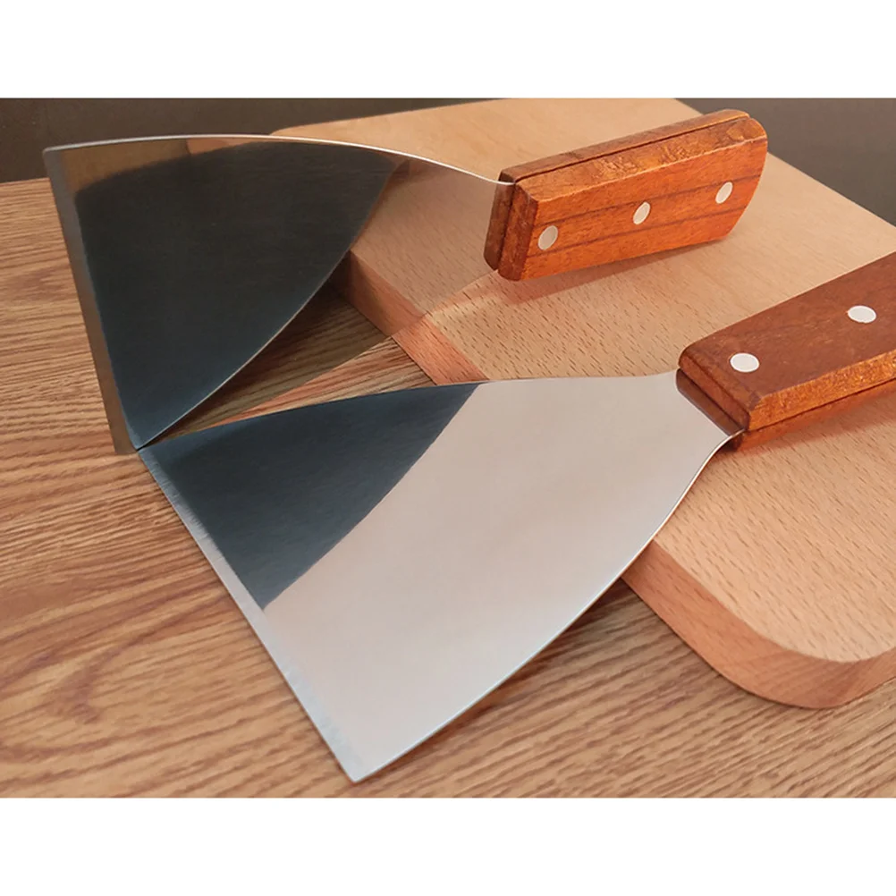 

2 шт. кухонные скребки из нержавеющей стали с деревянной ручкой, лопаточка для торта, блинов, пиццы, стейка, инструменты, глянцевые