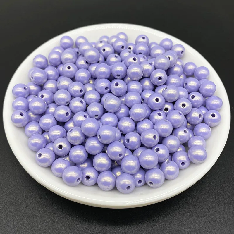 50pcs Matte Round Acrylic Beads Straight Hole Loose Spacer  Necklace Bracelet Pendant Earrings Jewelry Making DIY