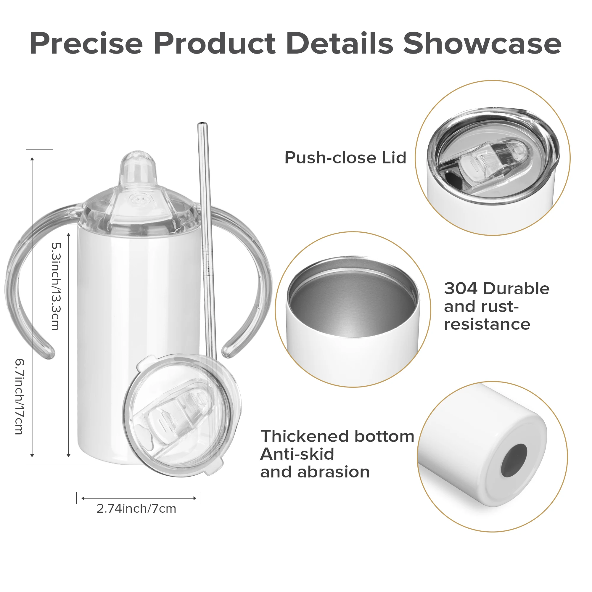 30Pack Sublimation Sippy Cups, 12OZ Blanks Tumbler Insulated, BPA Free, Comes With Two Functional Lids, For Tumbler Press Machine