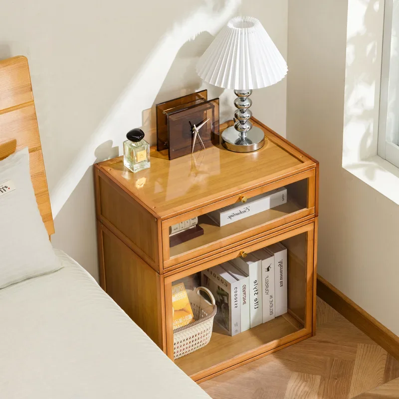 

Solid wood bedside table locker small simple bedroom home 2025 new bedside shelf cabinet