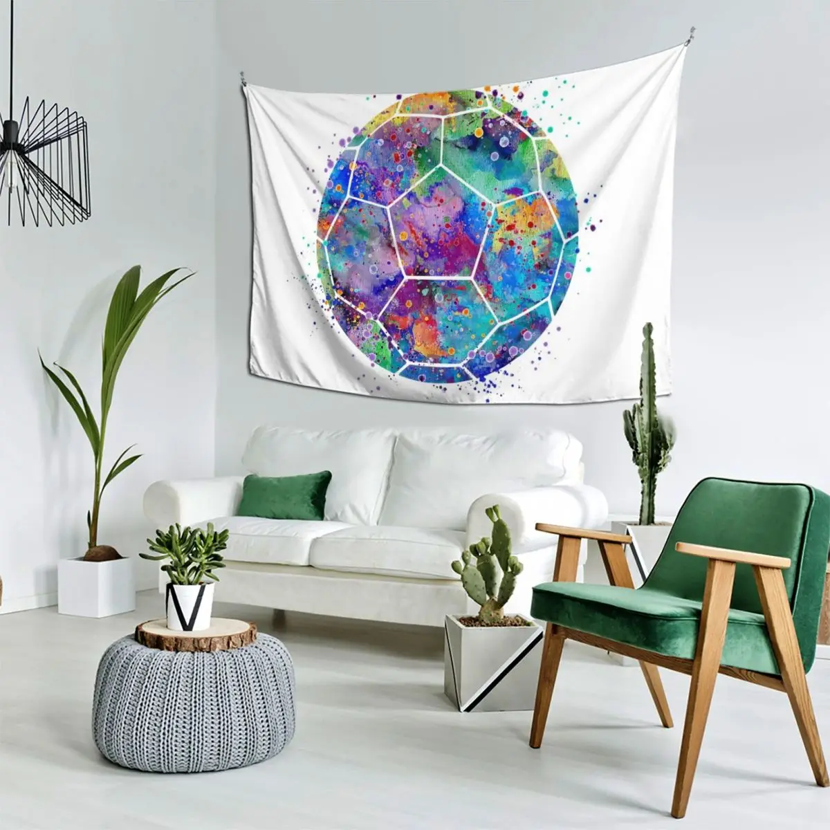 

Soccer Ball Colorful Watercolor Tapestry Decoration Wall Wall Tapestries Korean Room Decor Cute Decor Tapestry