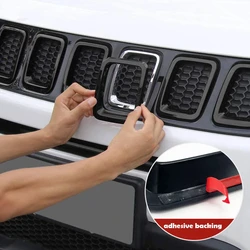 7PCS Car Exterior ABS Centre Mesh Trim Ring For Jeep Compass 2017-2020 Centre Mesh Grille Car Exterior Tuning Accessories