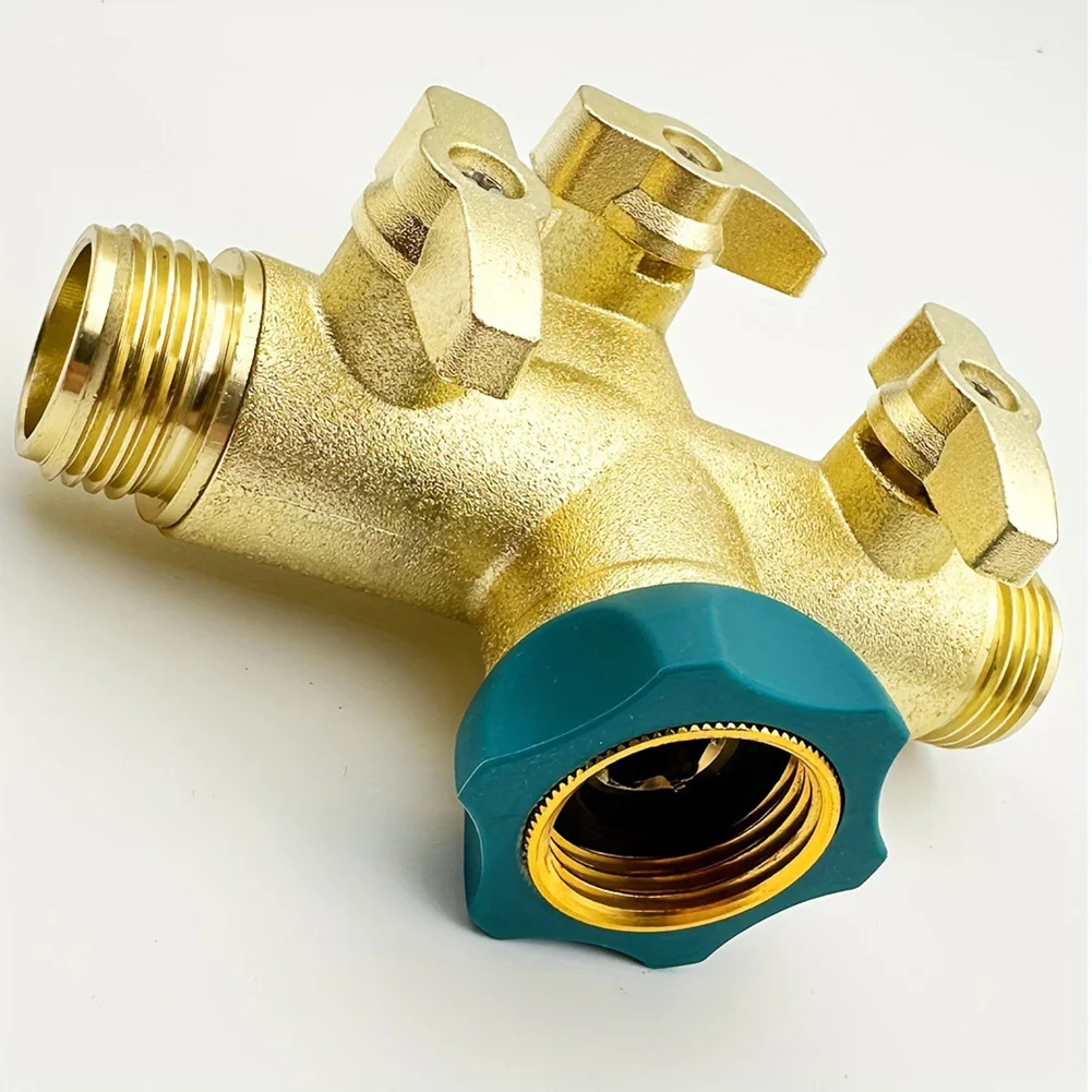 3-Way Hose Divider Brass Hose Connector Heavy Duty Design High Pressure Resistance Garden Hose Splitter As Picture