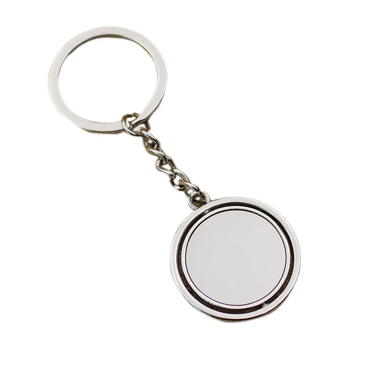 50 Pcs Round Blank Keychain 360 Rotating Metal Tag Keychain Car Keychain