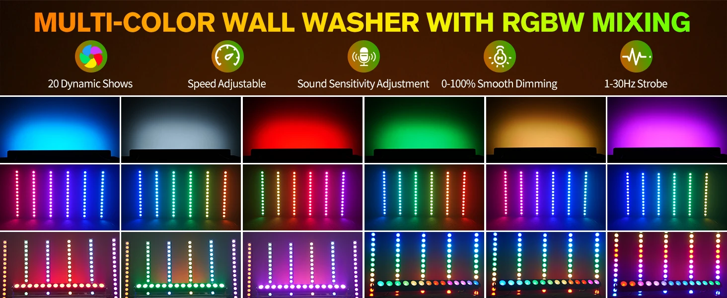 Yiflamefly 150W Wandfluter 14x20W RGBW COB LED Bühnenlicht DMX Pixel-Steuerung Hintergrundbeleuchtung für Hochzeit Party Bar KTV Club – Detail 3