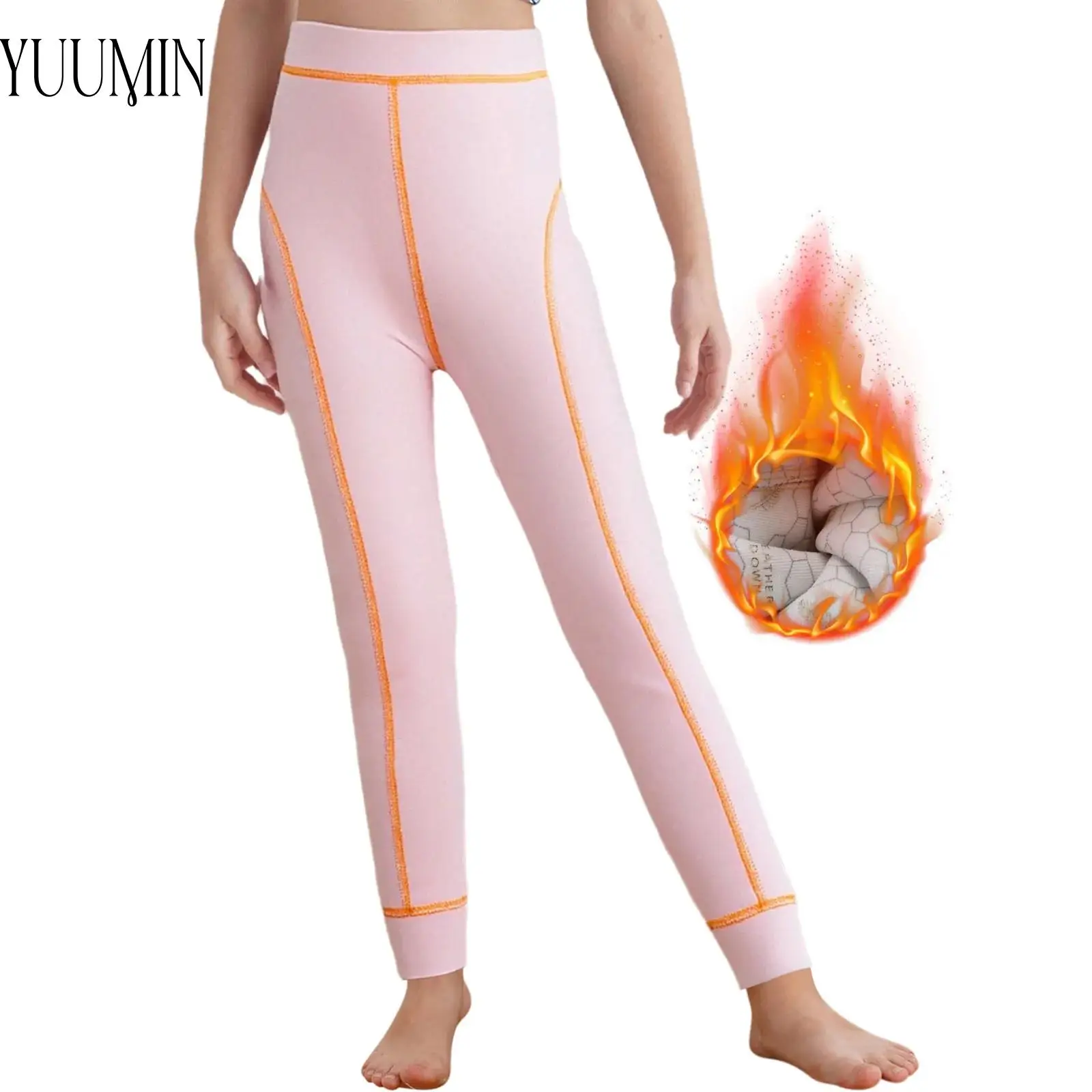 

Kids Girls Boys Thermal Underwear Pants Unisex Children Sleepwear Homewear Loungewear Trim Elastic Waistband Leggings Daily Wear